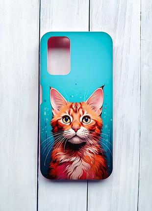 Матовий чохол з рожевими боками на xiaomi redmi 9t кішка (принт 408)