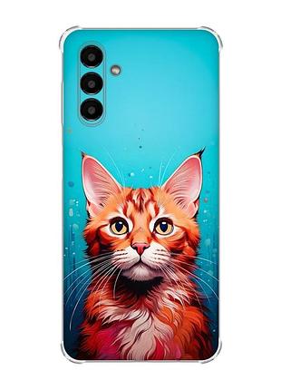 Чехол с утолщёнными углами на samsung galaxy a04s/a13 5g кошка (принт 408)