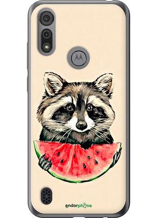 Чехол на motorola e6s енотик с арбузом "4605u-2001-10746"