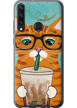 Чохол на huawei y6p зеленоокий кіт в окулярах "4054u-1952-10746"