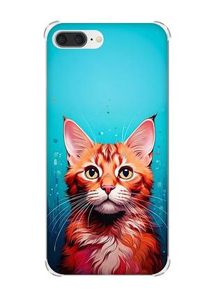 Чохол з потовщеними кутами на iphone 7 plus/ 8 plus кішка (принт 408)