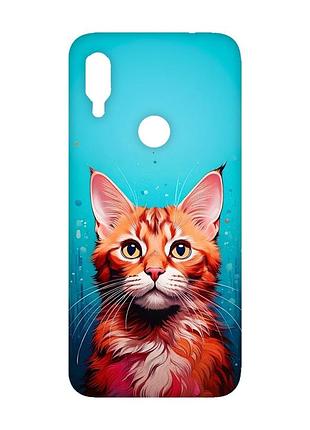 Матовый чехол с розовыми боками на xiaomi redmi note 7 / note 7 pro кошка (принт 408)