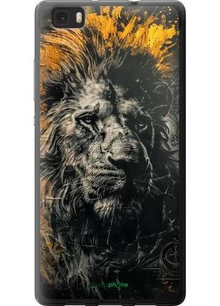 Чехол на huawei ascend p8 lite лев в золотых красках "6155u-126-10746"