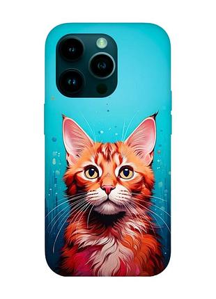 Матовий чохол з рожевими боками на apple iphone 14 pro кішка (принт 408)