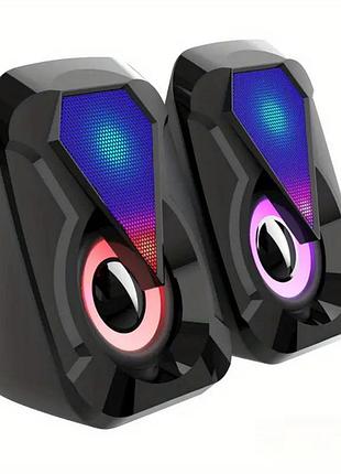 Пара колонок 3 вт х 2 usb 3.5 мм регулировка громкости на проводе e-1053 черные