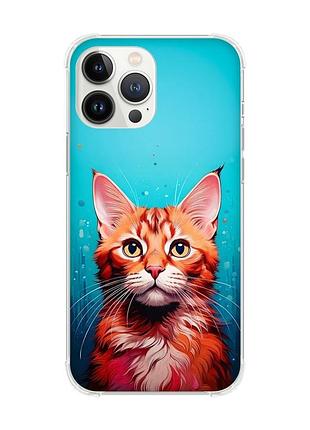 Чохол із потовщеними кутами на iphone 14 pro max кішка (принт 408)