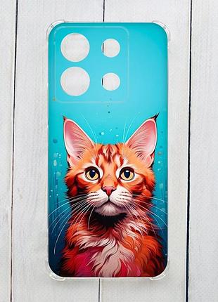 Чохол з потовщеними кутами на xiaomi redmi note 13 pro 5g кішка (принт 408)