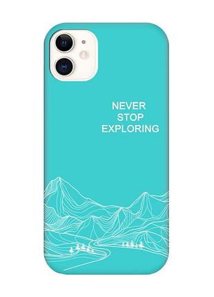 Матовый бирюзовый чехол на apple iphone 11 (6.1) путешествуй (принт 407)