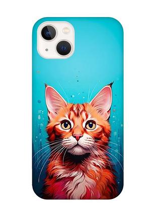 Магнитный чехол на iphone 14 plus с поддержкой magsafe кошка (принт 408)