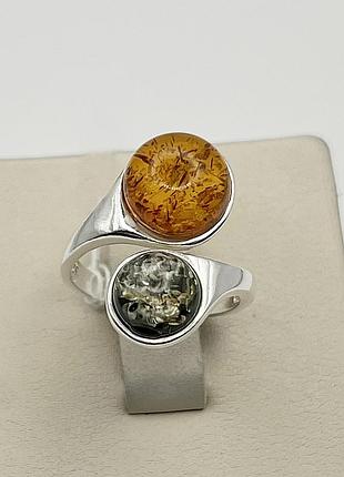 Кольцо серебряное с янтарем 17 3,67 г