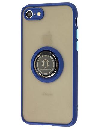 Чехол fiji colorframe для apple iphone 8 матовый бампер с кольцом подставкой dark blue