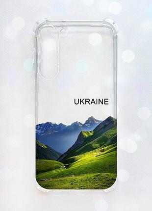 Чехол с утолщёнными углами на samsung galaxy s23 plus карпаты украина (принт 409)