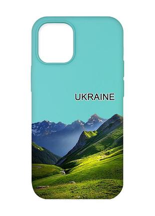 Матовый бирюзовый чехол на iphone 12 / 12 pro (6.1) карпаты украина (принт 409)