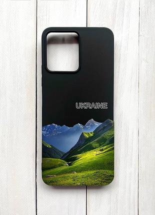 Матовый черный чехол на xiaomi redmi 12 карпаты украина (принт 409)