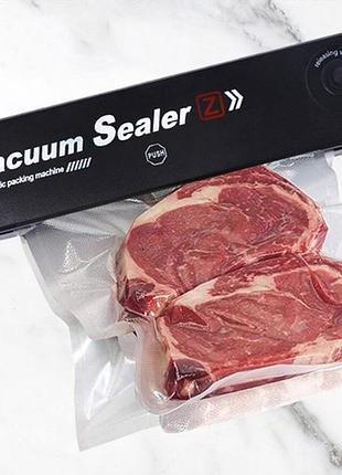 Вакуумный упаковщик для продуктов vacuum sealer с пакетами, черный