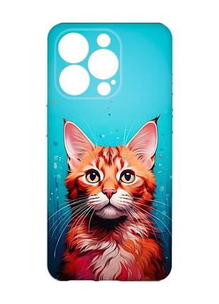 Чехол с защитой камеры на iphone 15 pro кошка (принт 408)