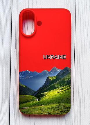 Матовий червоний чохол на iphone 16 plus карпати україна (принт 409)