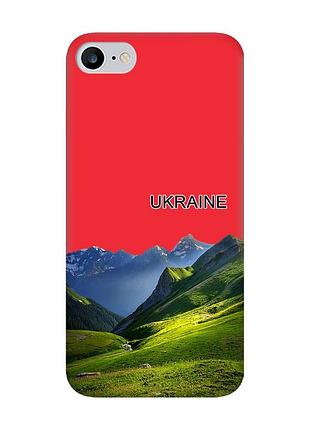 Матовый красный чехол на iphone 7 / 8 карпаты украина (принт 409)