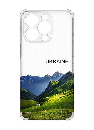 Чехол с утолщенными углами на iphone 15 pro карпаты украина (принт 409)
