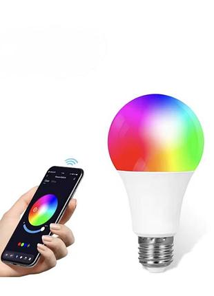 Умная лампочка e27 smart bulb rgb blutooth смарт лампа 9 вт с управлением в приложении tuya цвет свечения