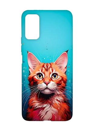 Матовый чехол с красными боками на xiaomi redmi note 11 4g кошка (принт 408)