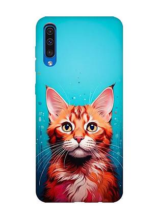 Матовый чехол с розовыми боками на samsung galaxy a50 (2019) a505/a30s кошка (принт 408)