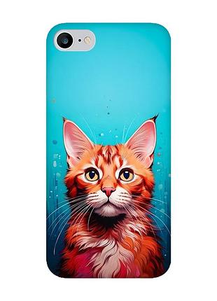 Матовый чехол с розовыми боками на iphone 7 / 8 кошка (принт 408)