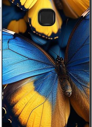 Чехол на huawei p10 lite желто-голубые бабочки "6046u-896-10746"