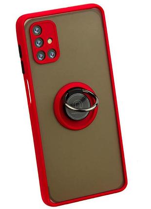 Чехол fiji colorframe для samsung galaxy m51 (m515) матовый бампер с кольцом подставкой red