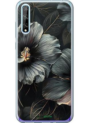 Чехол на huawei p smart s черные цветы "6031u-1813-10746"