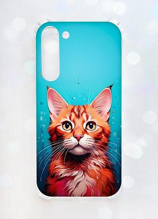 Чохол з потовщеними кутами на samsung galaxy s23 plus кішка (принт 408)