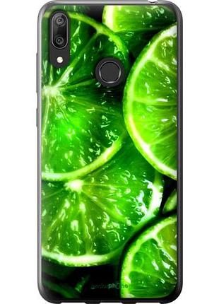 Чехол на huawei y7 2019 зелёные дольки лимона "852u-1638-10746"