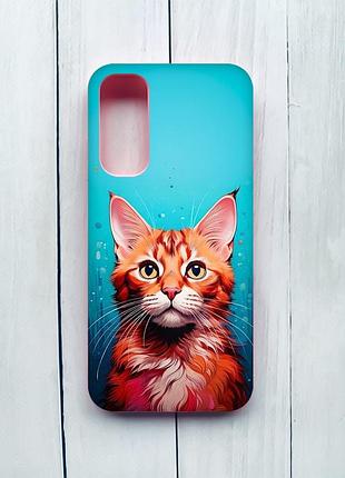 Матовий чохол з рожевими боками на samsung galaxy a05s (a057) кішка (принт 408)