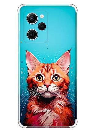 Чехол с утолщенными углами на xiaomi redmi note 12 pro speed 5g кошка (принт 408)
