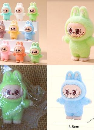Фігурка labubu the monsters exciting macaron 4,5 см флокована іграшка монстр лабубу флок монстры аниме-фигурка