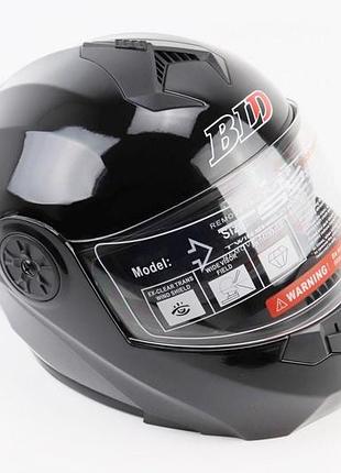 Шолом модуляр, закритий з підборіддям + відкидні окуляри bld-159 s (55-56см), чорний глянець