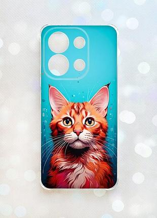 Чехол с утолщёнными углами на xiaomi redmi note 13 4g кошка (принт 408)