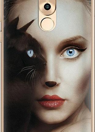 Чехол на huawei mate 9 lite взгляд женщины и кошки "4041u-474-10746"