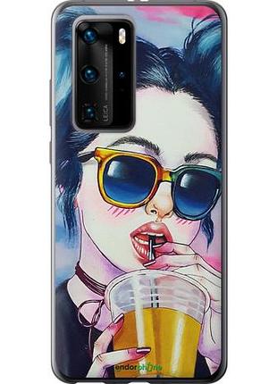 Чехол на huawei p40 pro арт-девушка в очках "3994u-1839-10746"