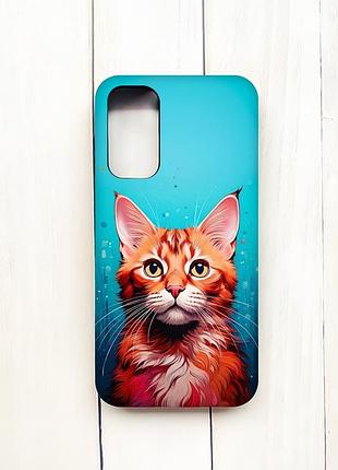 Матовый чехол с черными боками на samsung galaxy a15 (a155) кошка (принт 408)