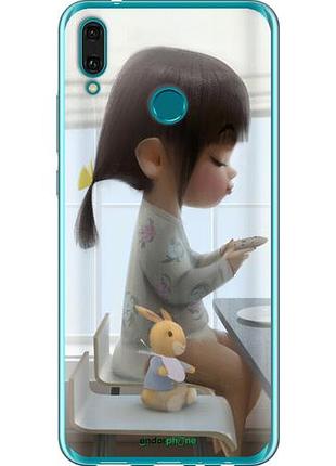 Чехол на huawei y9 2019 милая девочка с зайчиком "4039u-1602-10746"