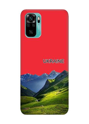 Матовий червоний чохол на xiaomi redmi note 10/note 10s карпати україна (принт 409)