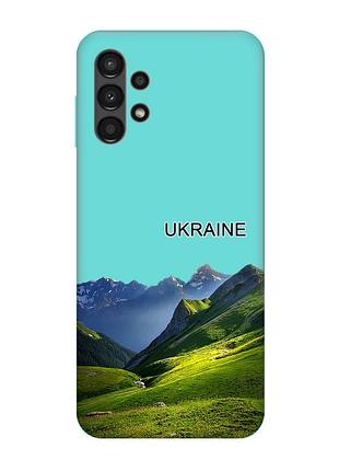 Матовий бірюзовий чохол на samsung galaxy a13 4g карпати україна (принт 409)
