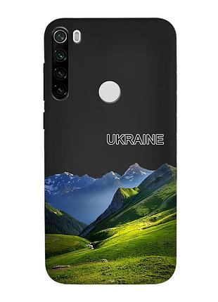 Матовый черный чехол на xiaomi redmi note 8t карпаты украина (принт 409)
