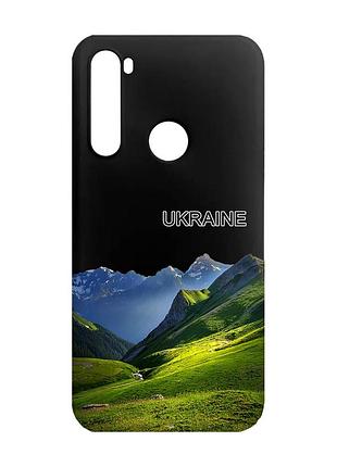 Матовый черный чехол на xiaomi redmi note 8 карпаты украина (принт 409)