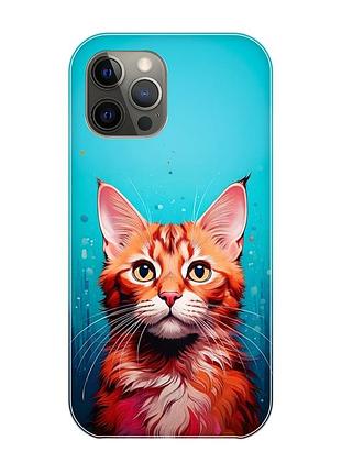 Магнитный чехол на iphone 12 pro max с поддержкой magsafe кошка (принт 408)