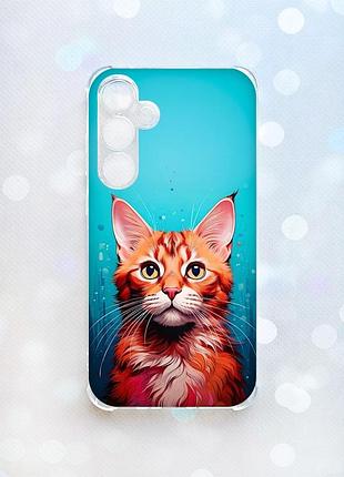 Чехол с утолщенными углами на samsung galaxy a35 (a356) кошка (принт 408)