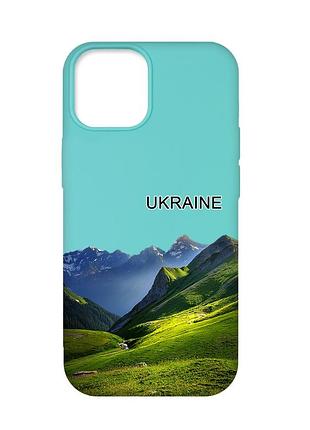 Матовый бирюзовый чехол на iphone 12 pro max карпаты украина (принт 409)