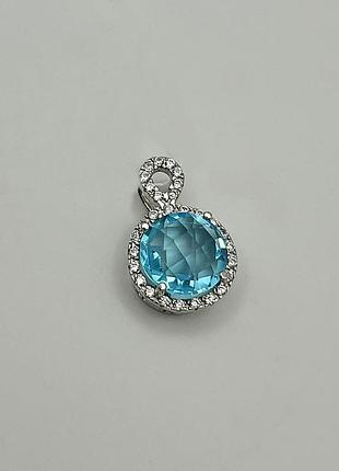 Кулон серебряный с аквамариновым кварцем 3,46 г