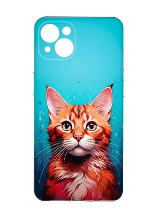Чехол с защитой камер на iphone 15 plus кошка (принт 408)